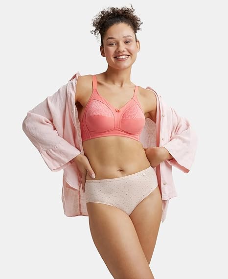 Jockey Women’s Bra ES14 – Full Coverage, Wirefree, Non-Padded with Lace Styling